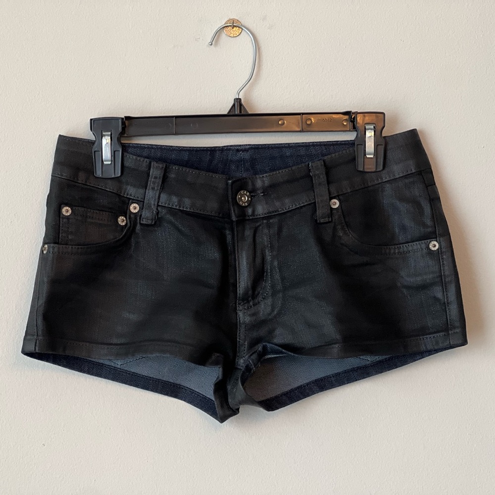 CARMAR BLACK SHINY DENIM SHORTS